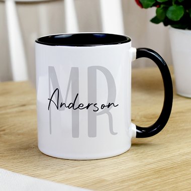 Personalised Mr Black Handle Mug