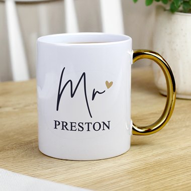 Personalised Mr Gold Handle Mug