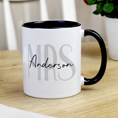 Personalised Mrs Black Handle Mug