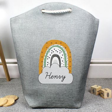 Personalised Mustard & Green Rainbow Storage Bag