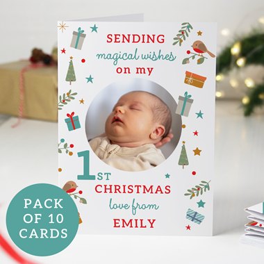 Personalised My 1st Christmas Photo Upload Pack of 10 Cards