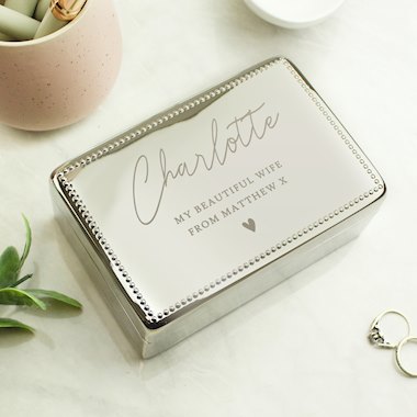 Personalised Name and Message Rectangular Small Jewellery/Trinket Box