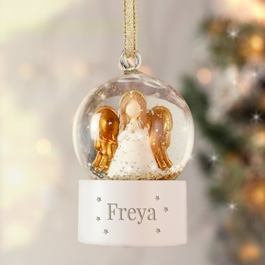 Personalised Name Only Angel Glitter Snow Globe Tree Decoration