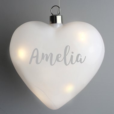 Personalised Name Only LED Hanging Glass Heart