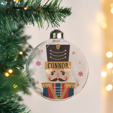 Personalised Nutcracker Christmas Glass Bauble