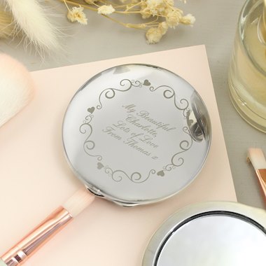 Personalised Ornate Heart Compact Mirror