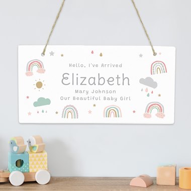 Personalised Pastel Rainbow Wooden Sign