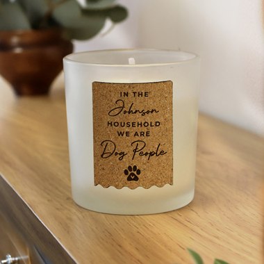 Personalised Paw Print Cork Label Scented Candle Jar