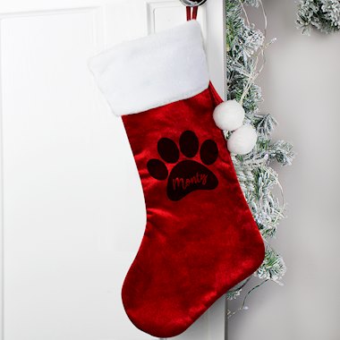 Personalised Paw Print Red Stocking (New for Xmas 2024)