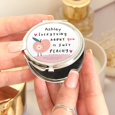 Personalised Peachy Compact Mirror