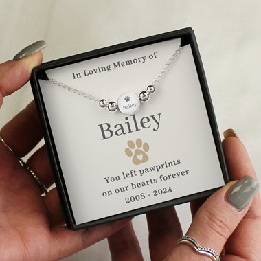 Personalised Pet Memorial Bracelet and Sentiment Card