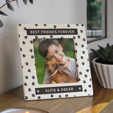 Personalised Pet Paw Print Ceramic 4x4 Frame