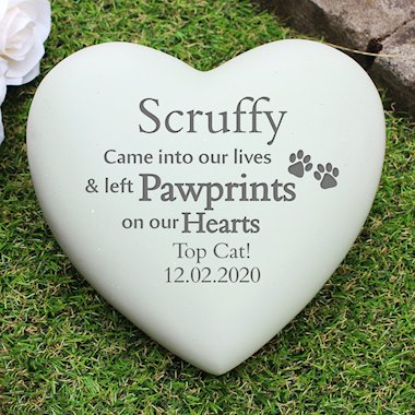 Personalised Pet Pawprints Heart Memorial
