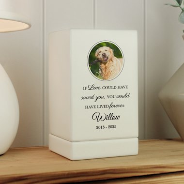 Personalised Pet Photo Upload Small Wooden Urn