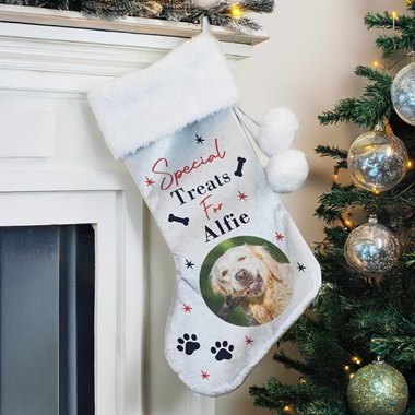 Personalised Photo Upload Dog Christmas Stocking