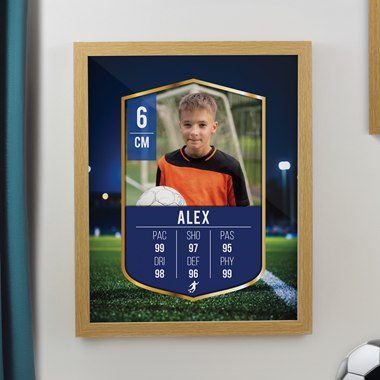 Personalised Photo Upload Football Card Football Oak Poster Frame