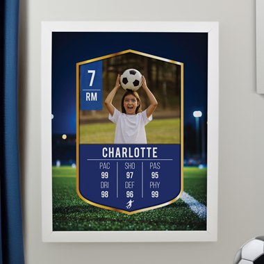 Personalised Photo Upload Football Card Football White Poster Frame