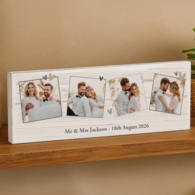 Personalised Photo Upload Hearts Mantel Block