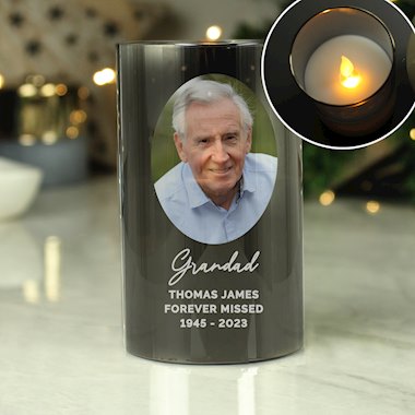 Personalised Photo Upload Smoked Glass LED Candle