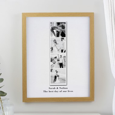 Personalised Photo Upload Strip Oak Poster Frame