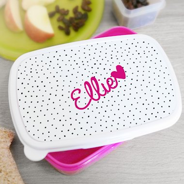 Personalised Pink Heart Name Only Pink Lunch Box