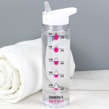 Personalised Pink Hydration Tracker Water Bottle