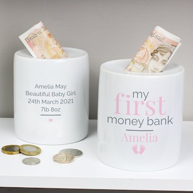 personalised baby girl money box