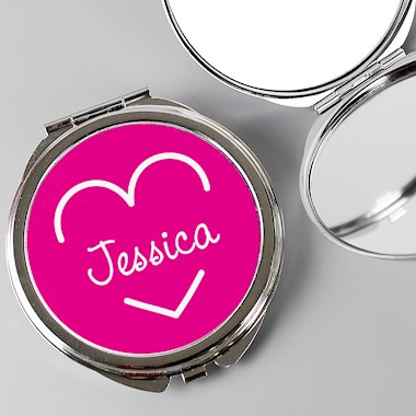 Personalised Pink Name Compact Mirror