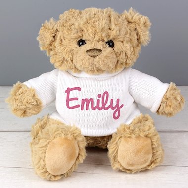 Personalised Pink Name Only Teddy Bear