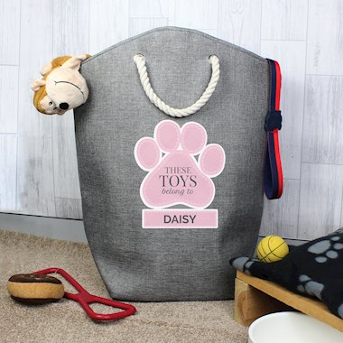 Personalised Pink Paw Print Storage Bag