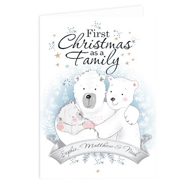 Personalised Polar Bear 1st Christmas As A Family Card