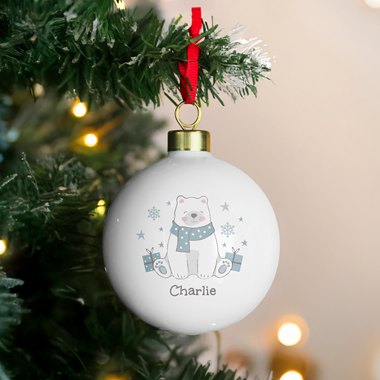 Personalised Polar Bear Christmas Bauble