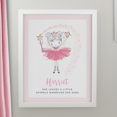 Personalised Princess Ballerina White Poster Frame