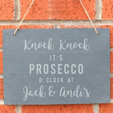 Personalised Prosecco OClock Large Hanging Slate Sign