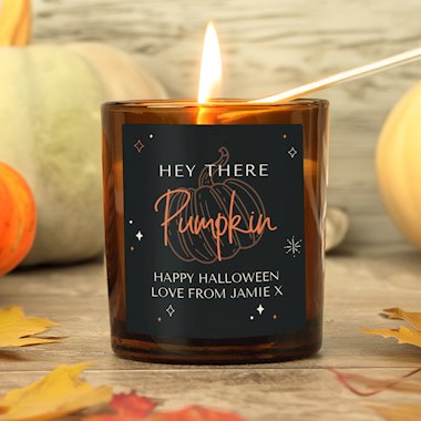 Personalised Pumpkin Amber Glass Candle