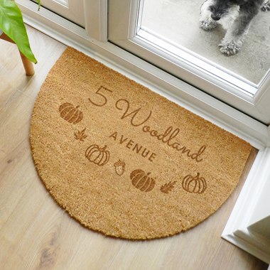 Personalised Pumpkin Half Moon Doormat