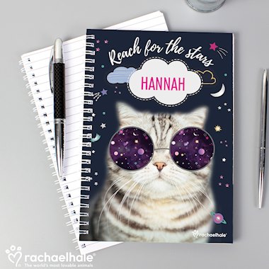 Personalised Rachael Hale Space Cat A5 Notebook