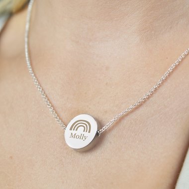 Personalised Rainbow Disc Necklace