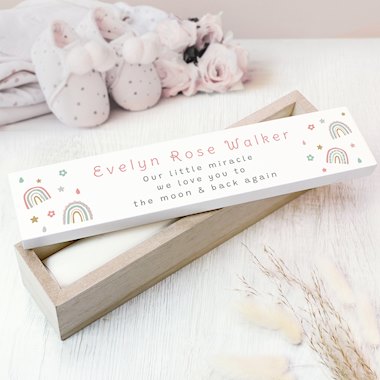 Personalised Rainbow Wooden Birth Certificate Holder