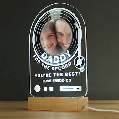 Personalised Record Photo Upload Wooden Based LED Light