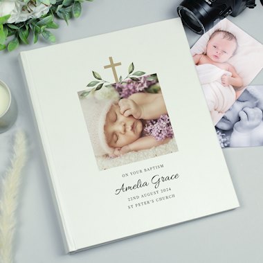 Personalised Religious Cross Photo Upload Traditional Photo Album