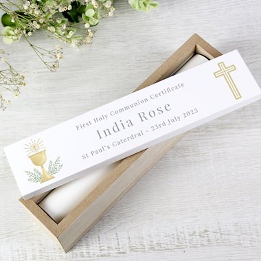 Personalised Religious Wooden Certificate Holder
