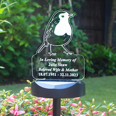 Personalised Robin Memorial Outdoor Solar Light