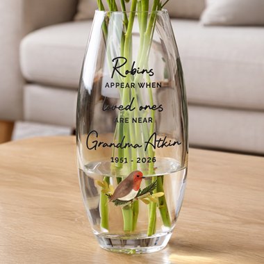 Personalised Robins Appear Bullet Vase