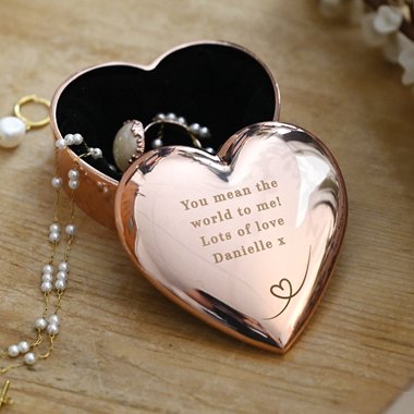 Personalised Rose Gold Heart Trinket Box