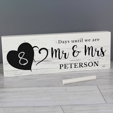 Personalised Rustic Chalk Countdown Wooden Block Sign