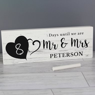 Personalised Rustic Chalk Countdown Wooden Mantel Decoration