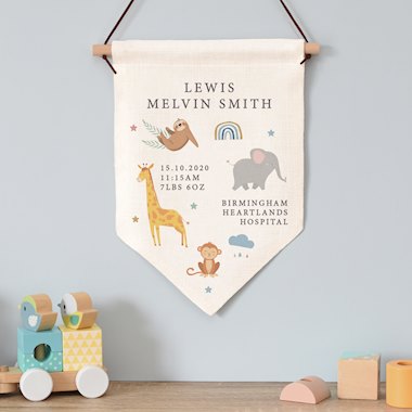 Personalised Safari Animals Hanging Banner