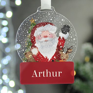 Personalised Santa Acrylic Snowglobe Decoration