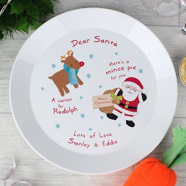 Personalised Santa and Rudolph Christmas Eve Mince Pie Plastic Plate